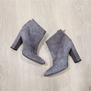 J.Crew Suede Block Heel Ankle Booties Gray Taupe